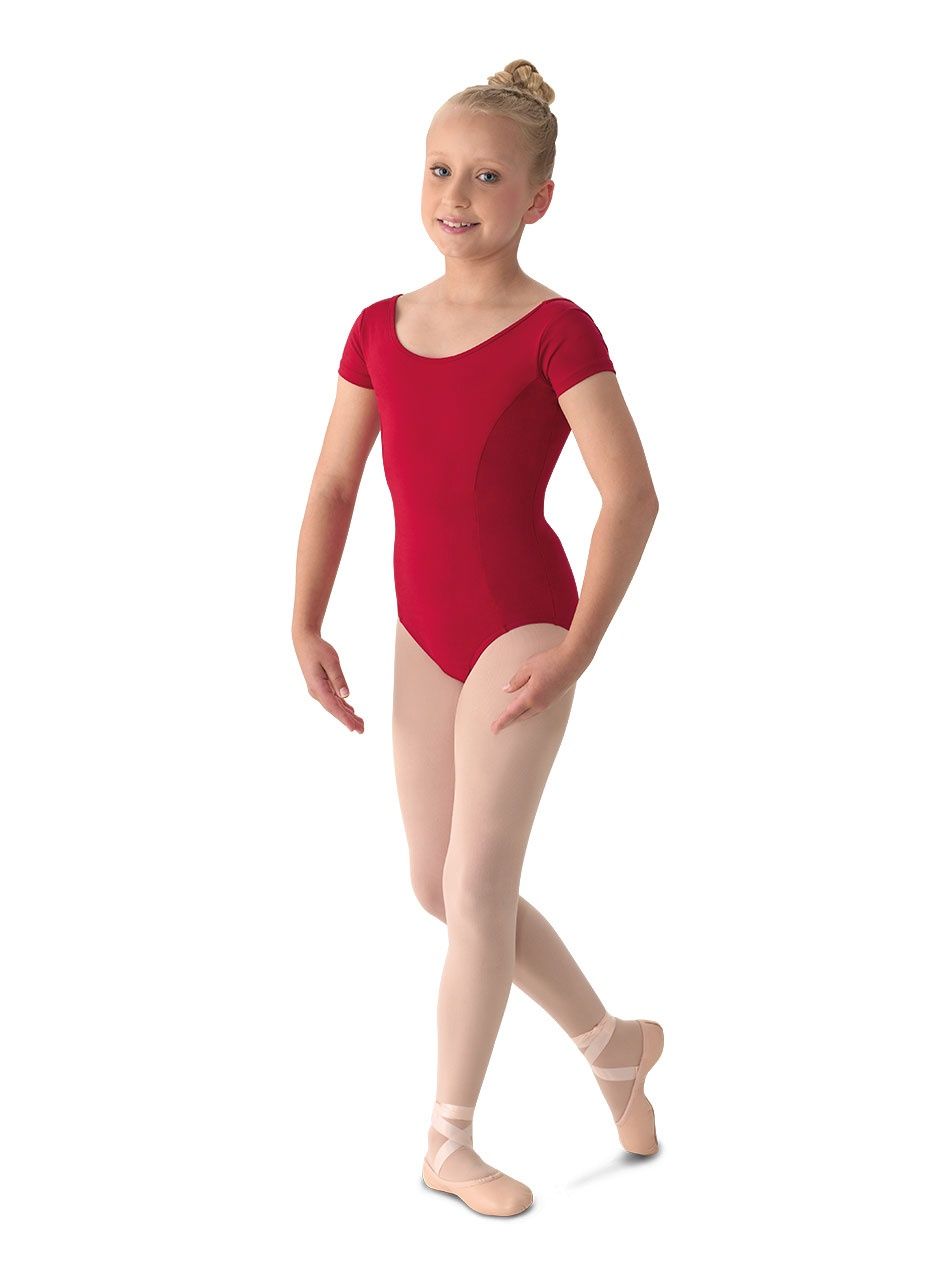 Mirella Classic Short Sleeve Leotard-Garnet Red /Child