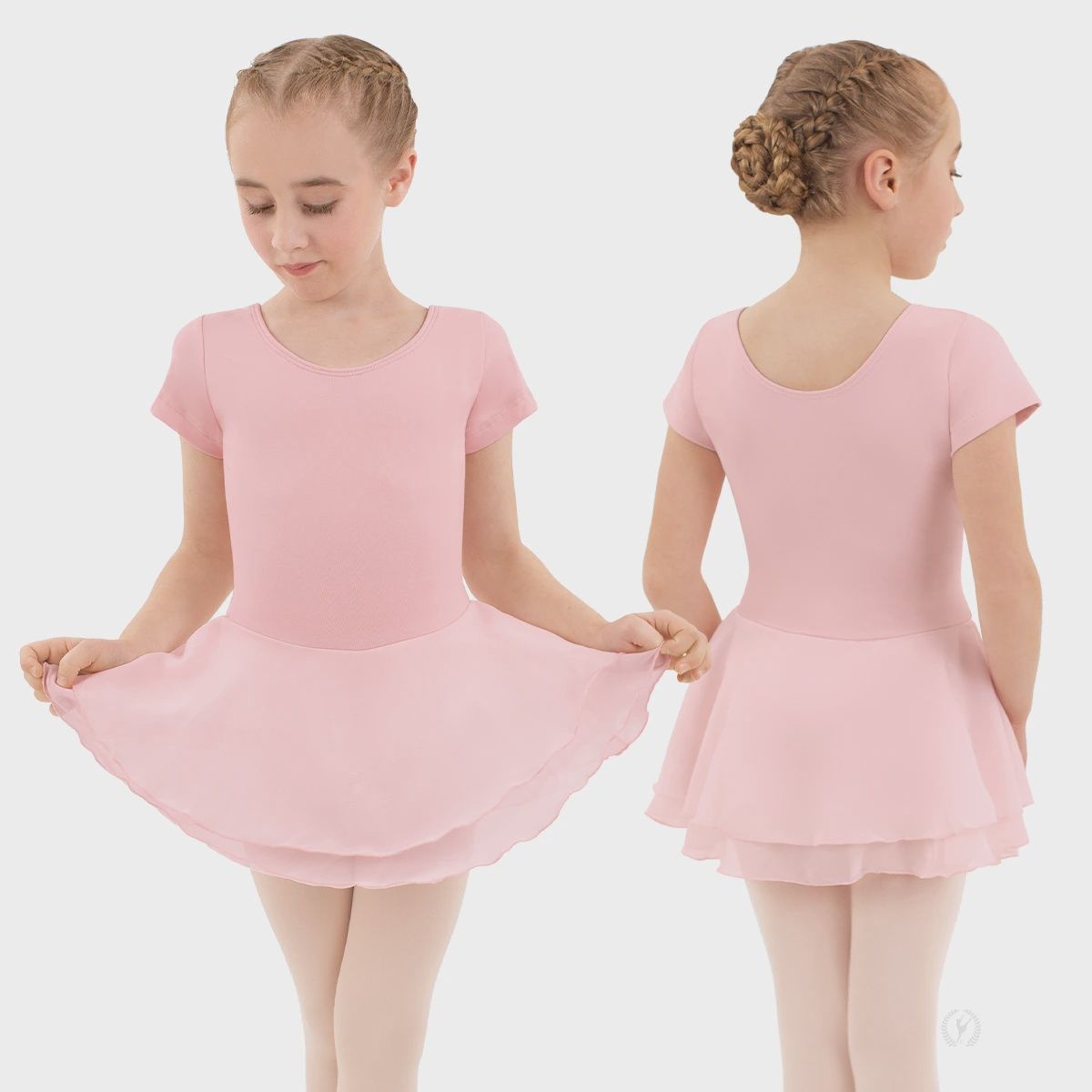 Eurotard Girls Cotton Lycra® Short Sleeve Dance Dress -Pink