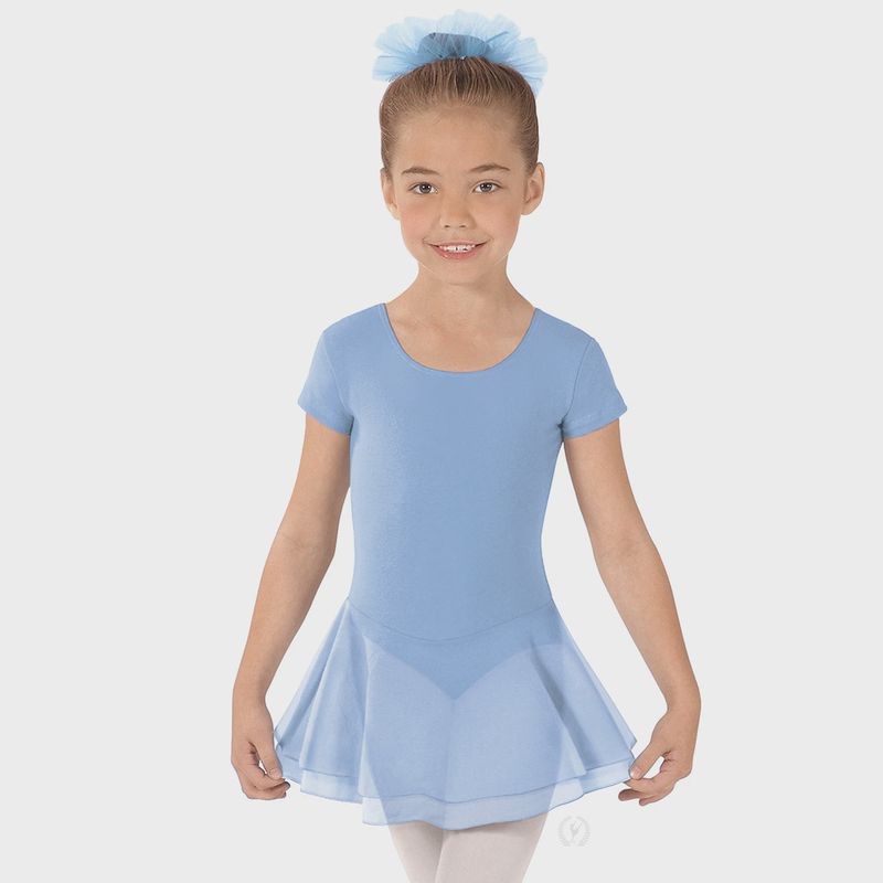 Eurotard Girls Cotton Lycra® Short Sleeve Dance Dress - Light Blue