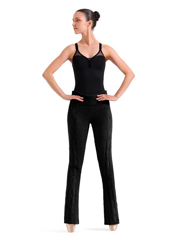 Knit Flare Pants -Black