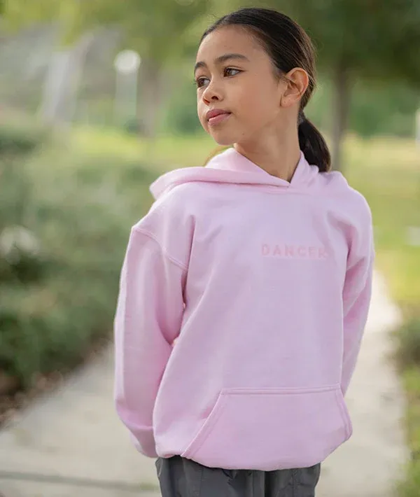 DANCER Embroidered Youth Hoodie, Color: Pink, Size: Youth Medium