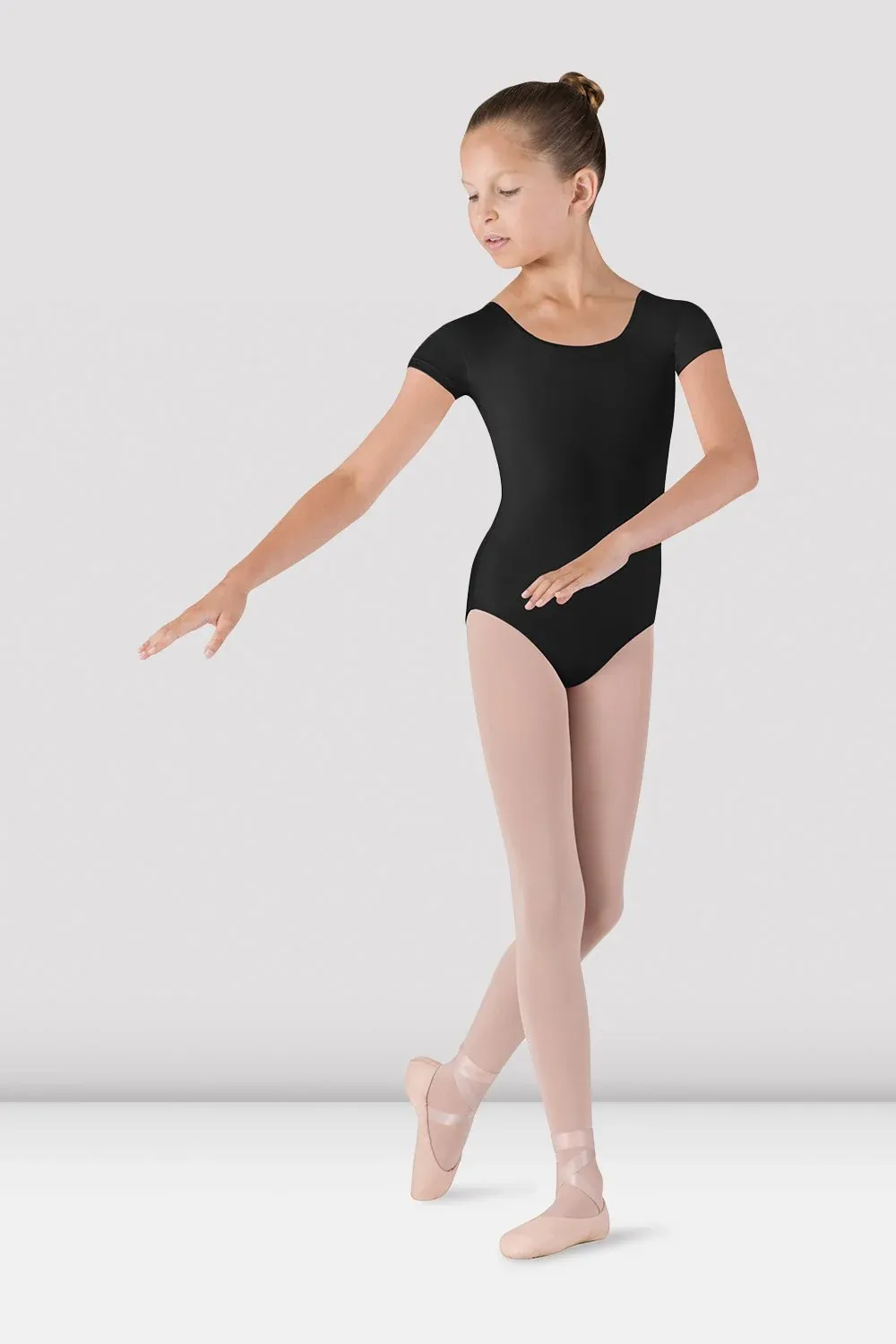 Girls Dujour Cap Sleeve Leotard -Black
