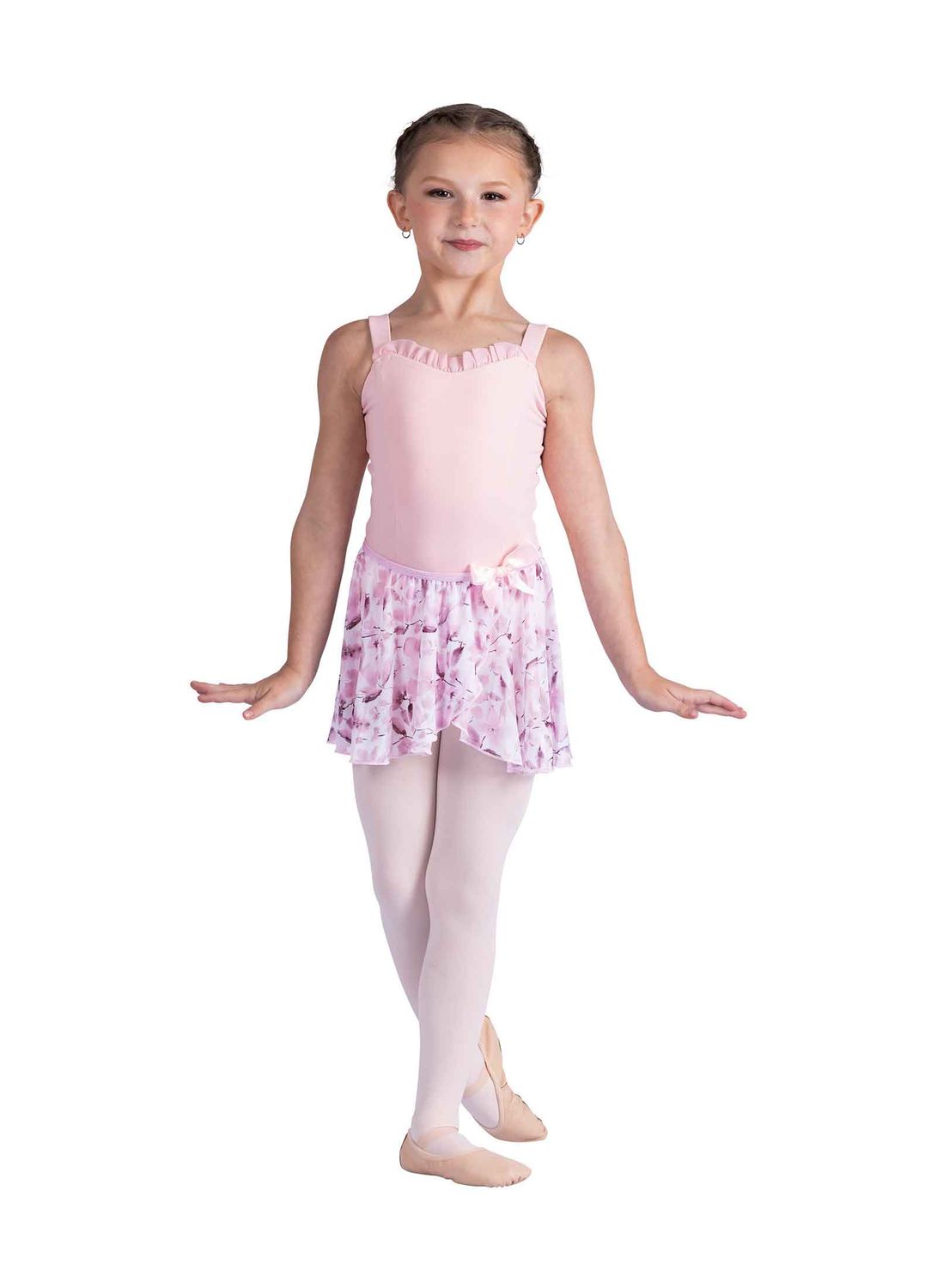 Meadow Girls Mock Wrap Floral Skirt -Pink
