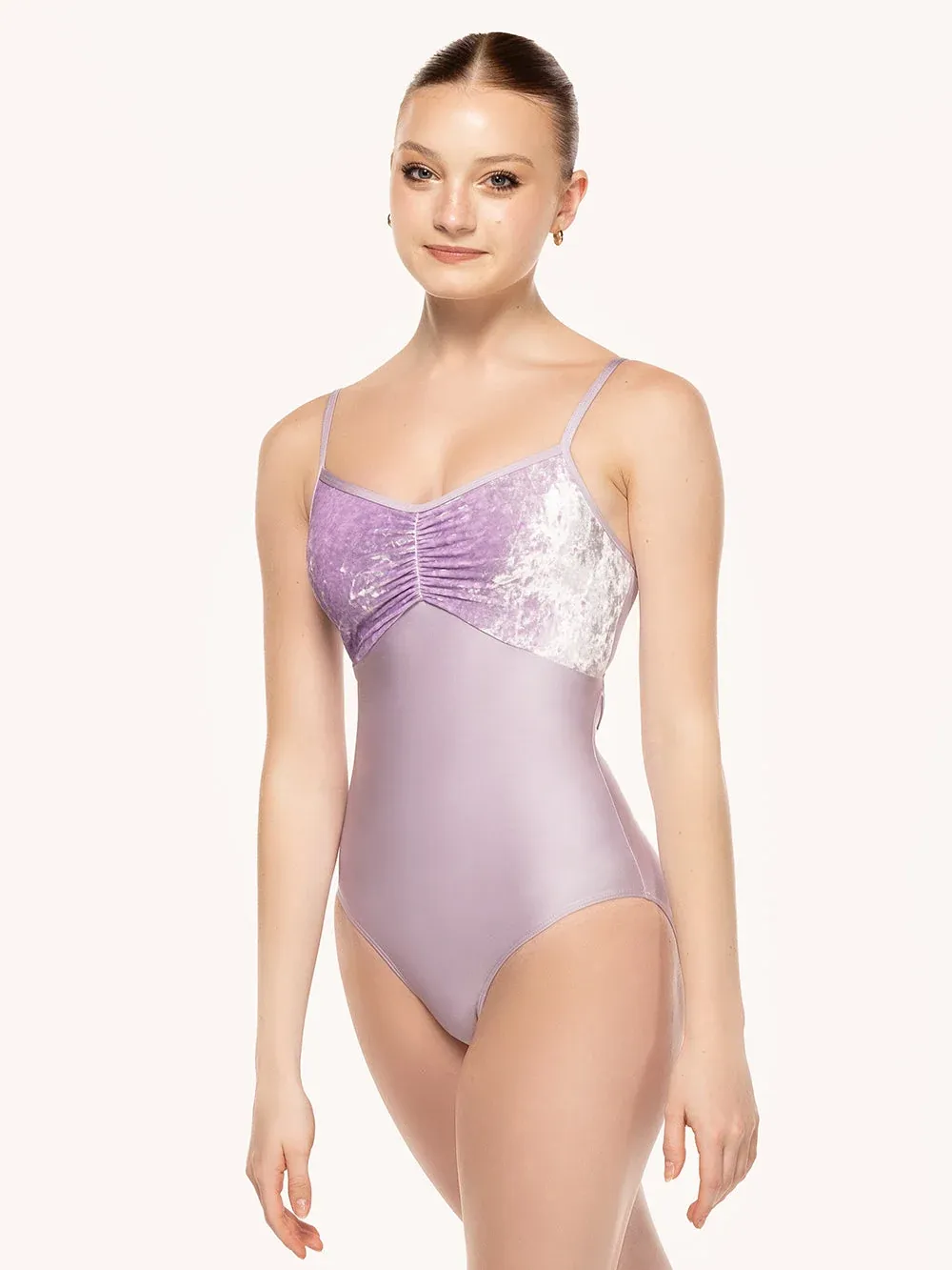 Mackenzie Leotard Iced Lilac Crushed Velvet