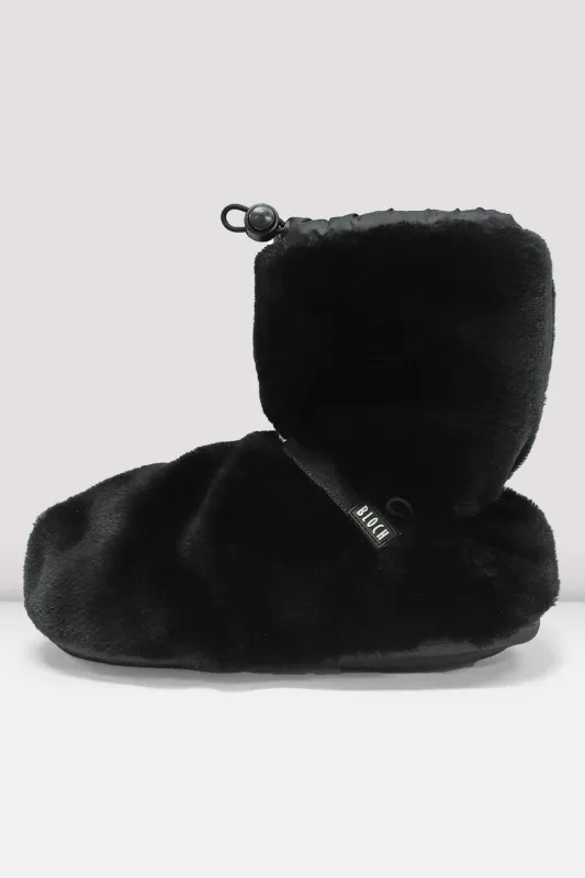 Adult Faux Fur Warm Up Booties- Black /Adult