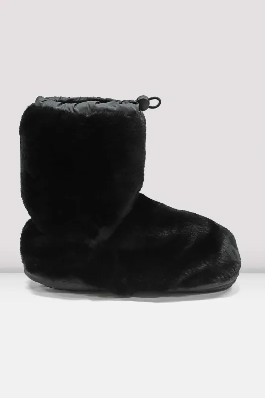 Adult Faux Fur Warm Up Booties- Black /Adult