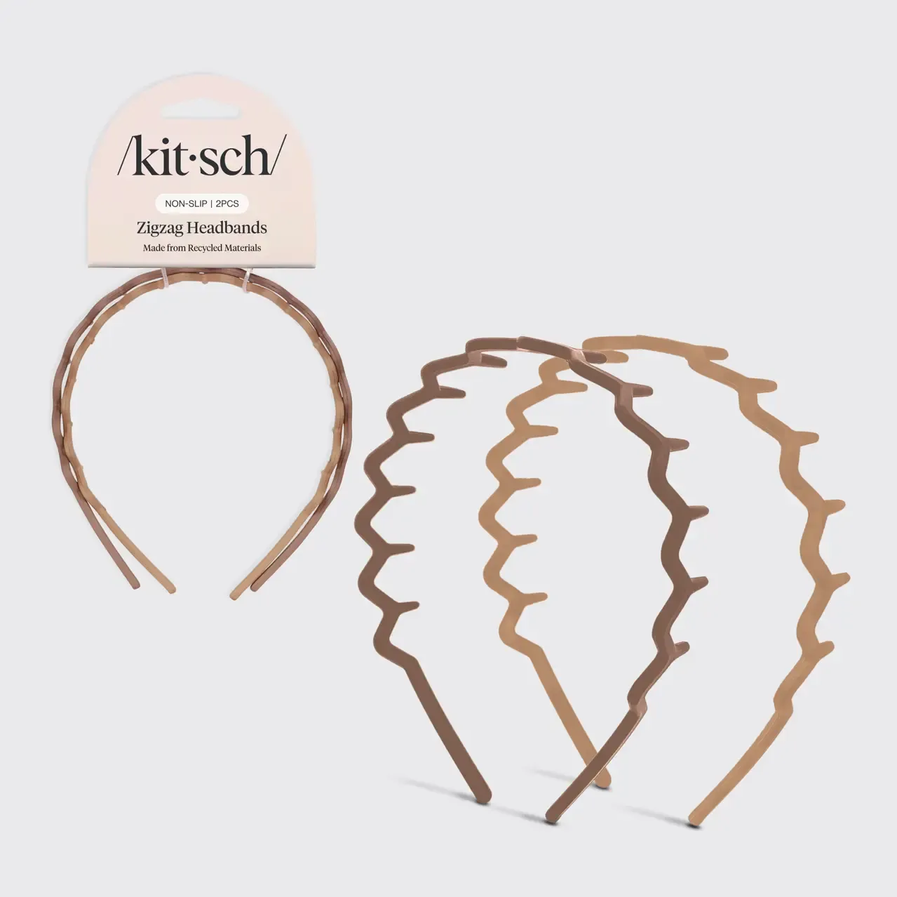 Recycled Plastic Zig Zag Headband 2pc, Color: Neutral