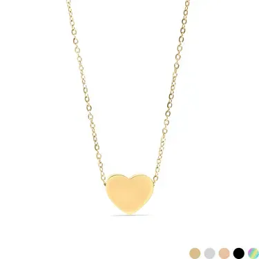 18K Gold PVD Stainless Steel Blank Heart Necklace