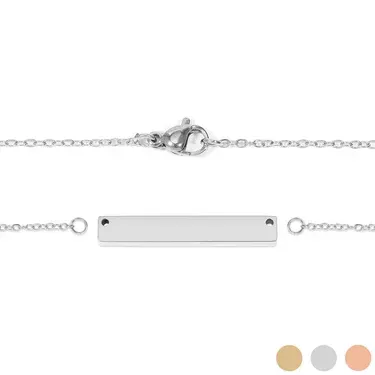 Stainless Steel Blank Bar Necklace With Separated Chain
