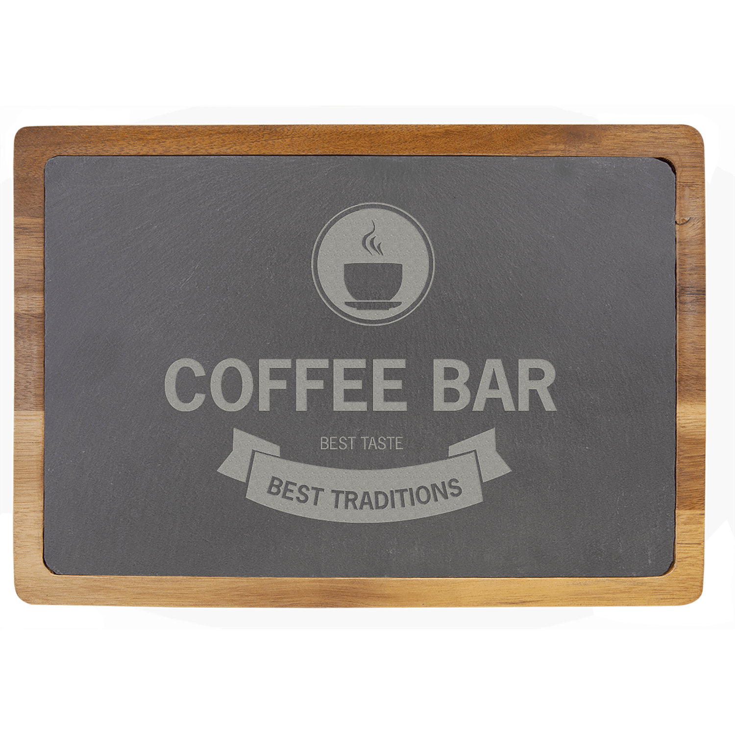 13 13" x 9" Acacia Wood/Slate Cutting Board