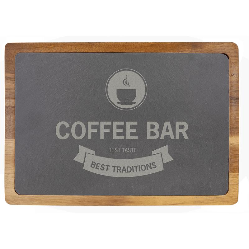 13" x 9" Acacia Wood/Slate Cutting Board