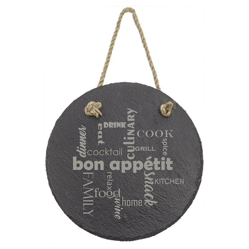 7" Round Slate Decor with Hanger String