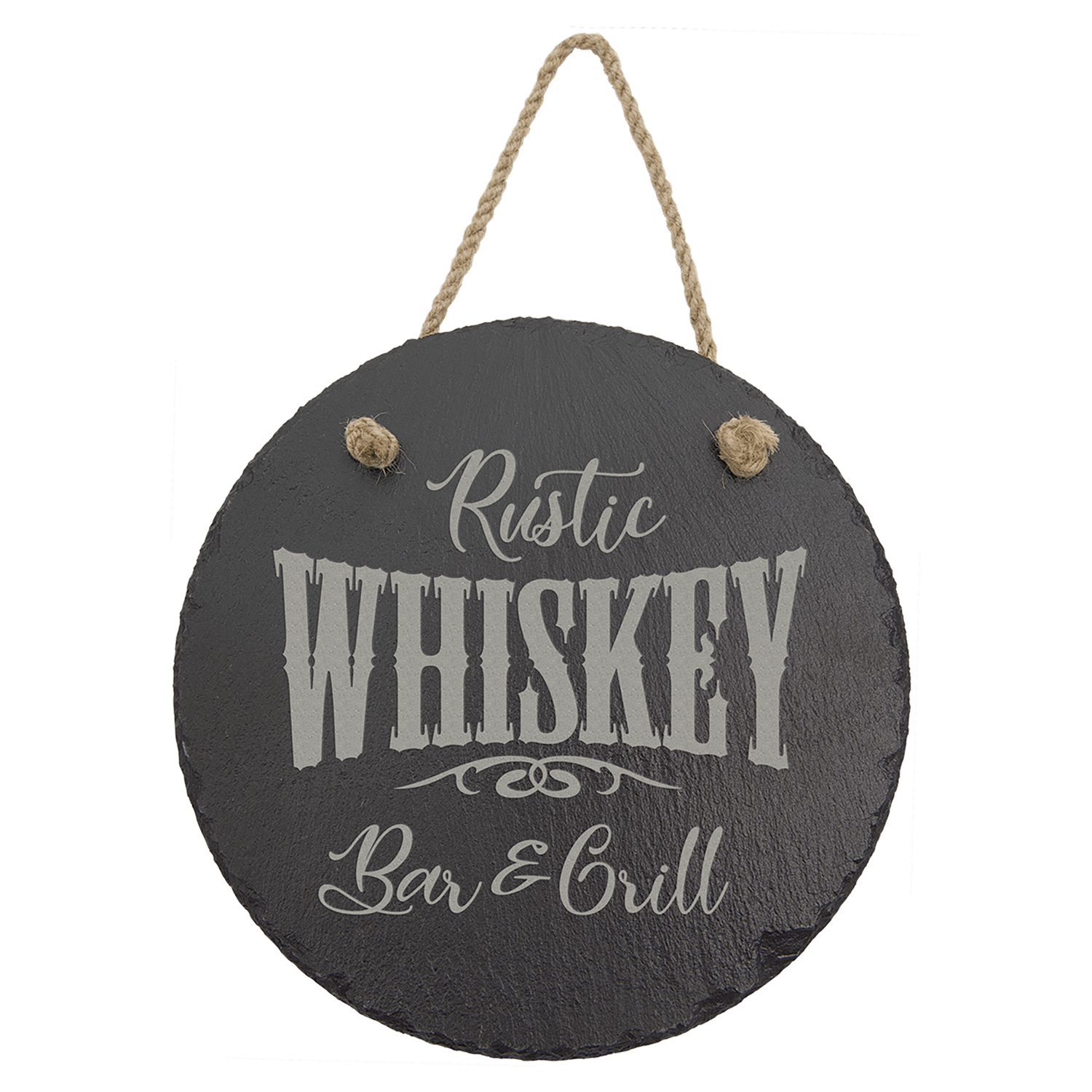 7 3/4" Round Slate Decor with Hanger String