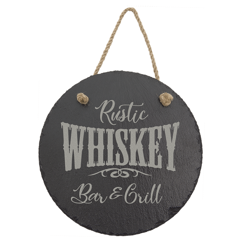 7 3/4" Round Slate Decor with Hanger String