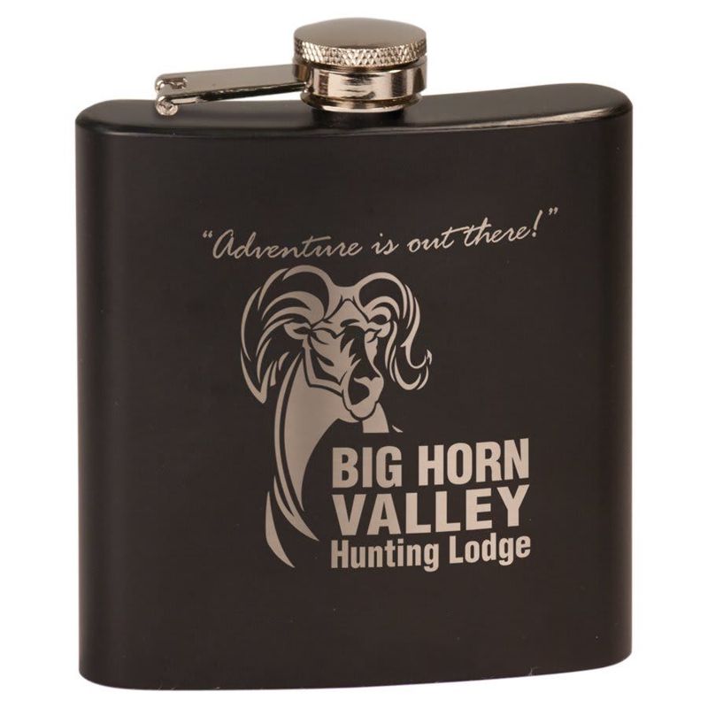 6 oz. Matte Black Laserable Stainless Steel Flask