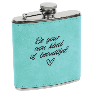 6 oz. Teal Laserable Leatherette Stainless Steel Flask