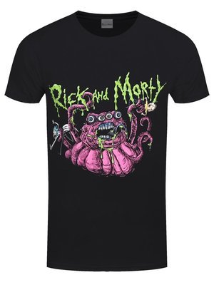Rick And Morty Monster Slime Men's Black T-Shirt MEDIUM SIZE