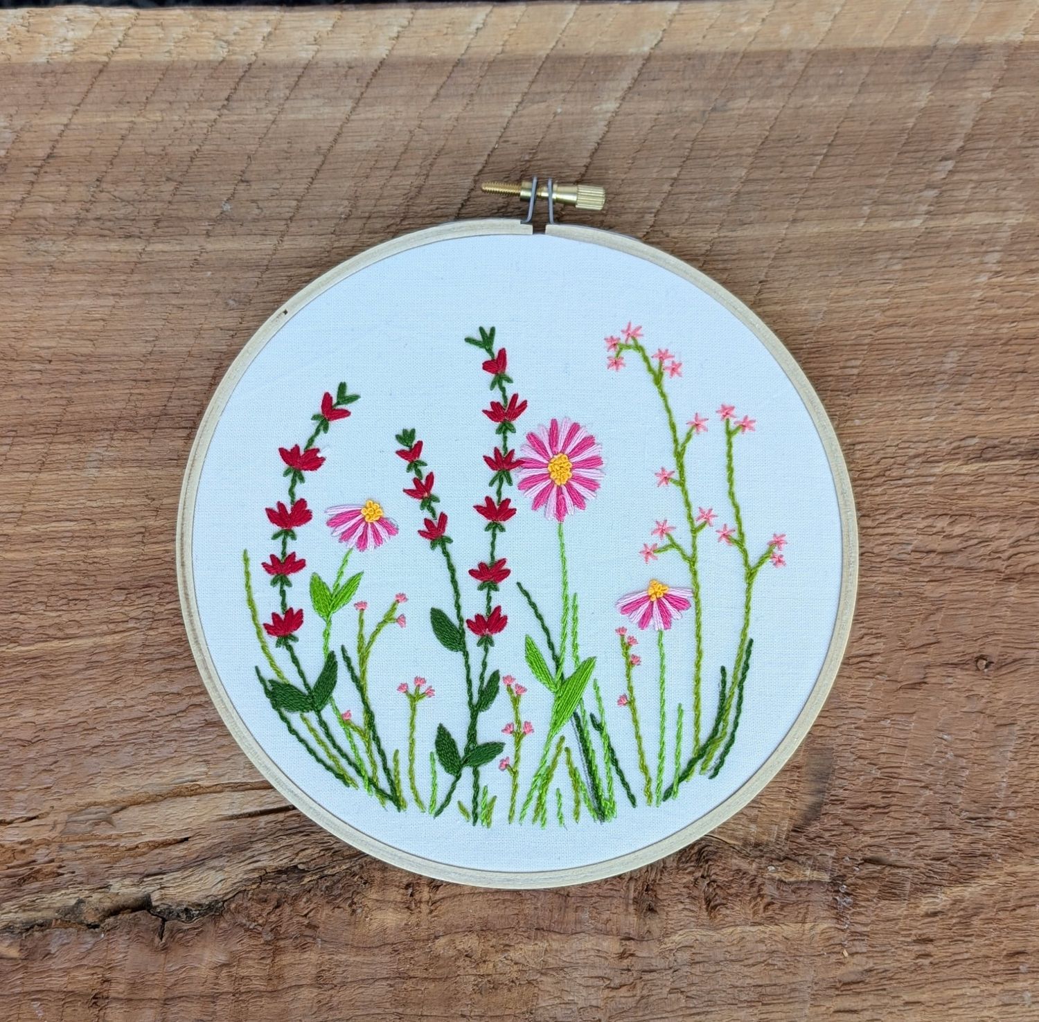 Hand Embroidered Wildflowers 6" Hoop