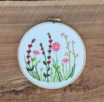 Hand Embroidered Wildflowers 6" Hoop