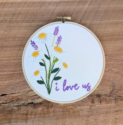 I Love Us Embroidered Wildflowers 6" Hoop