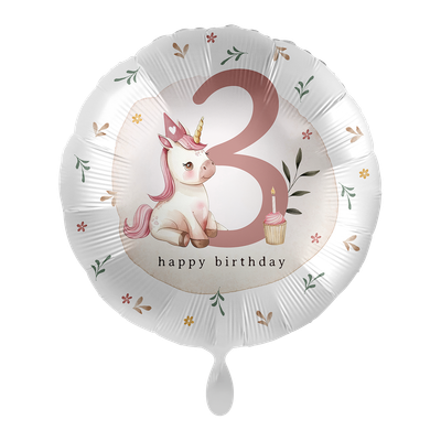 Kindergeburtstag Girl - Zahl 3 Einhorn - ENG