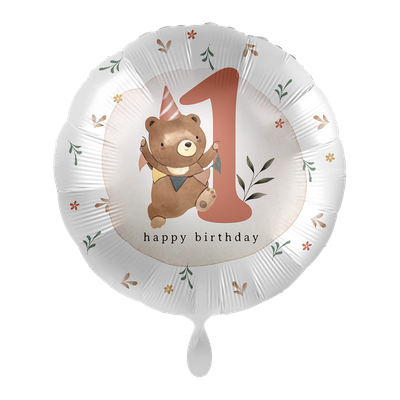 Kindergeburtstag Neutral - Zahl 1 Teddy - ENG