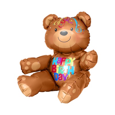 Sitting Balloon - Happy Birthday Bear
