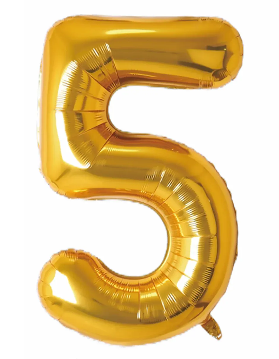 Zahl 5, Gold, 86cm