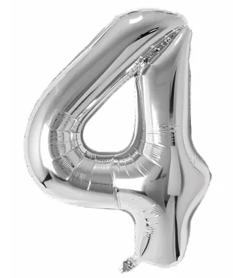 Zahl 4, Silber, 86cm