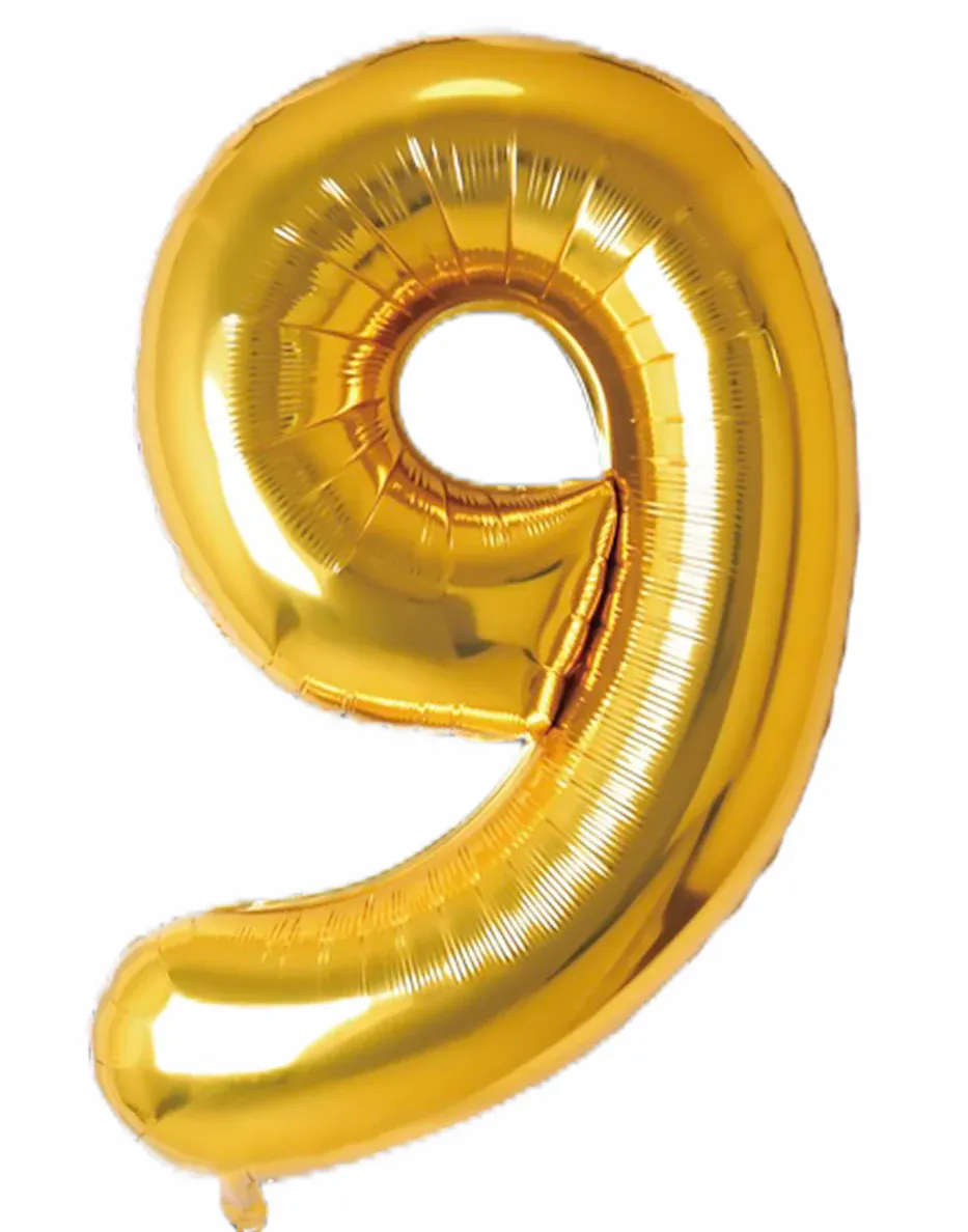 Zahl 9, Gold, 86cm