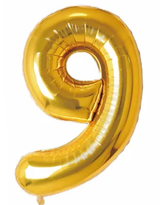 Zahl 9, Gold, 86cm