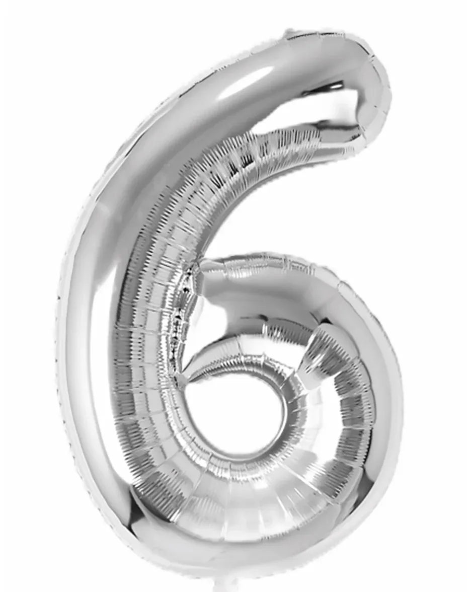Zahl 6, Silber, 86cm