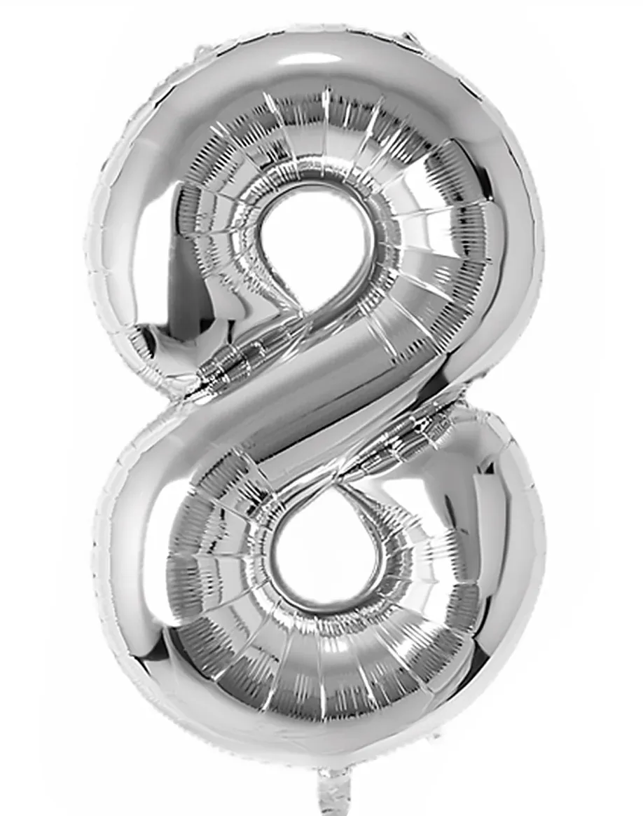 Zahl 8, Silber, 86cm