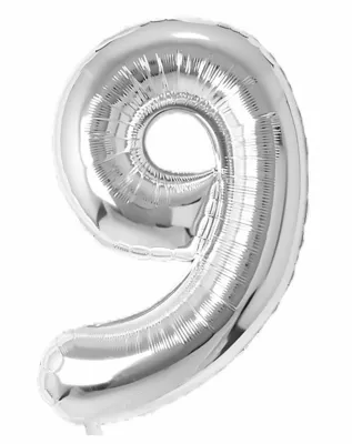 Zahl 9, Silber, 86cm