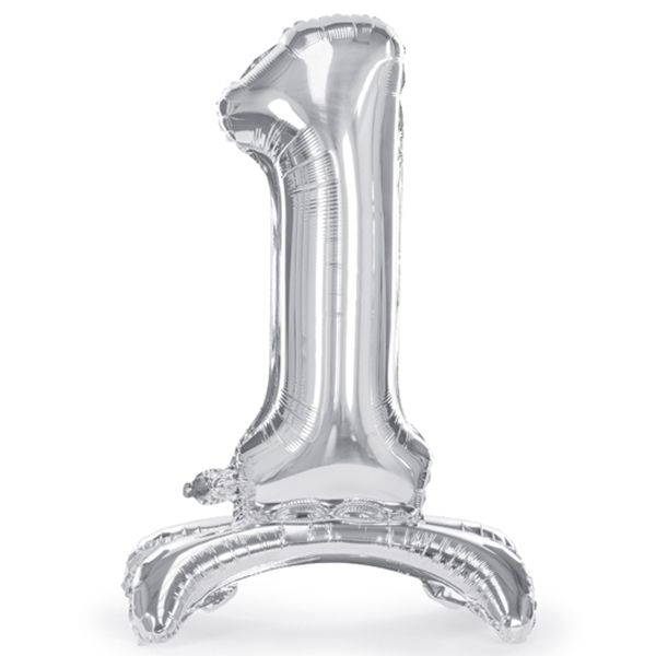 XXL mit Standfuß - Zahl 1 - Silber