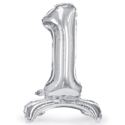 XXL mit Standfuß - Zahl 1 - Silber