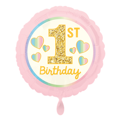 Girl 1st Birthday Pink &amp; Gold