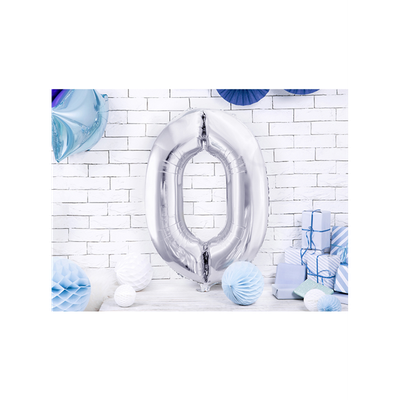 1 Ballon XXL - Zahl 0 - Silber