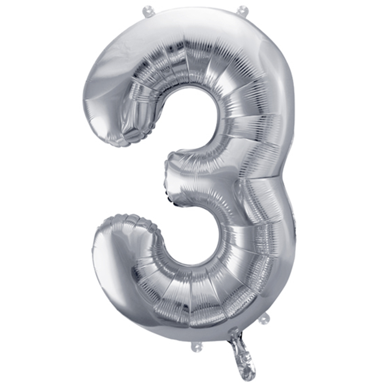 1 Ballon XXL - Zahl 3 - Silber