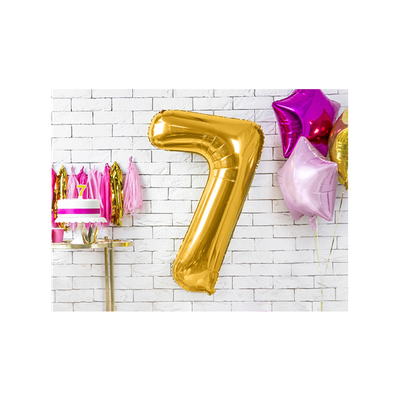1 Ballon XXL - Zahl 7 - Gold