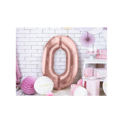 1 Ballon XXL - Zahl 0 - RoseGold