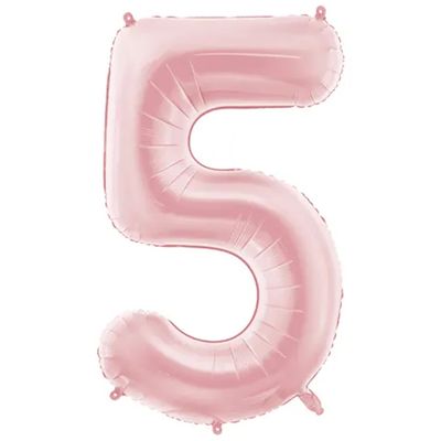 1 Ballon XXL - Zahl 5 - Light pink