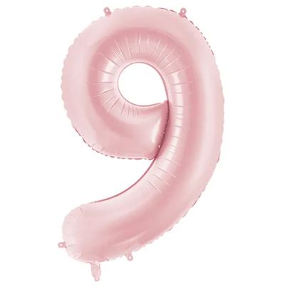 1 Ballon XXL - Zahl 9 - Light pink