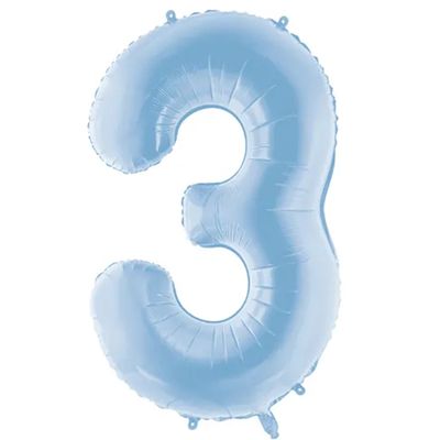 1 Ballon XXL - Zahl 3 - Himmelblau