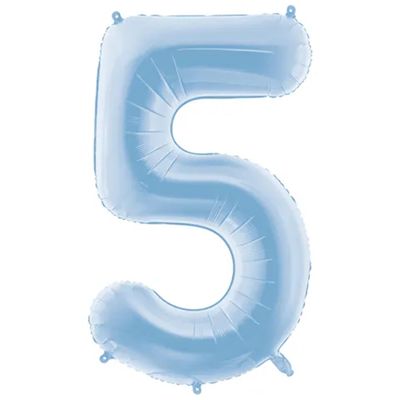 1 Ballon XXL - Zahl 5 - Himmelblau