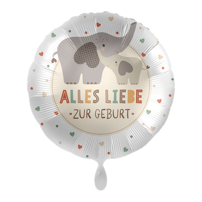 1 Balloon - Baby Neutral - Elefantenfamilie - GER