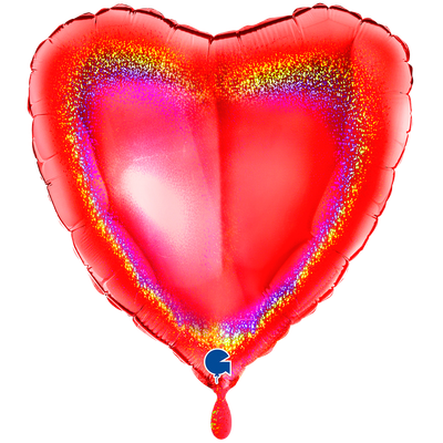 XXL - Heart - Glitter Holographic Red