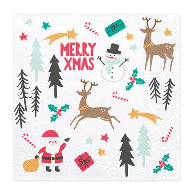 Servietten Merry X-Mas - 33x33 cm - 5 Packungen