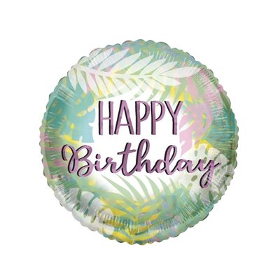 ECO - Happy Birthday - Rund - Blätter - 2 Ballons