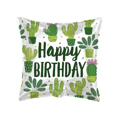 ECO - Happy Birthday - Quadrat - Kaktus - 5 Ballons